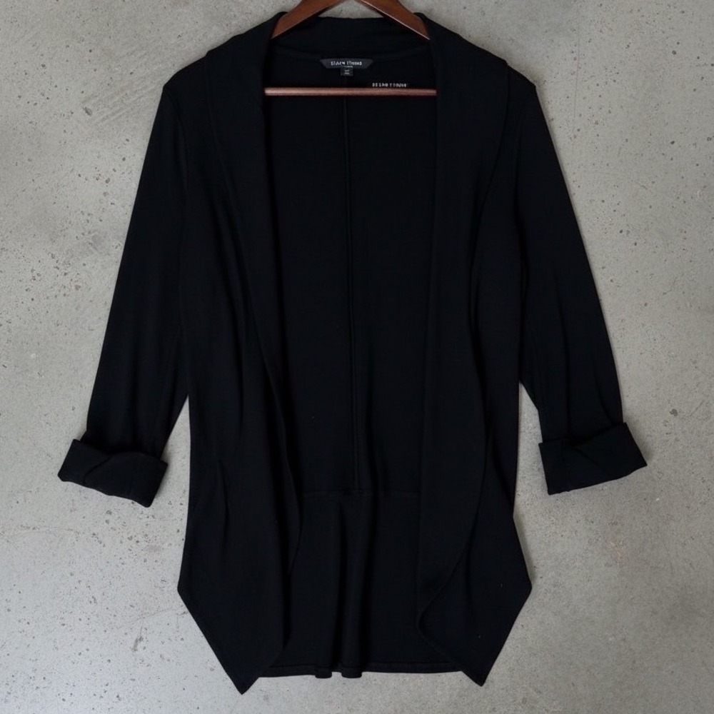 Eileen‎ Fisher Stretch Viscose Open Shawl Cardigan Black size Small